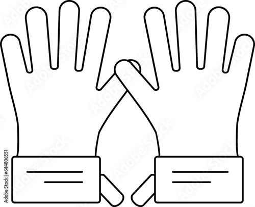 Gloves Icon In Thin Line Art.