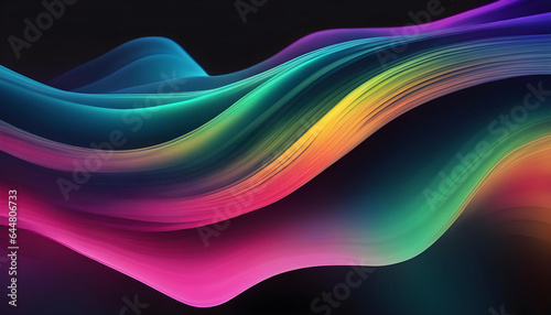 Colorful streamlined wave neon art background Generative AI