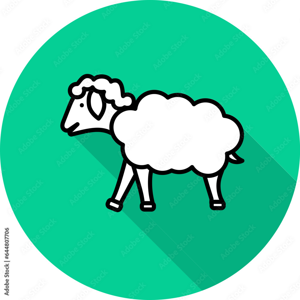 Obraz premium Cartoon Sheep Icon On Green Background.