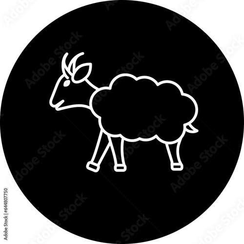Sheep Icon In B&W Color.