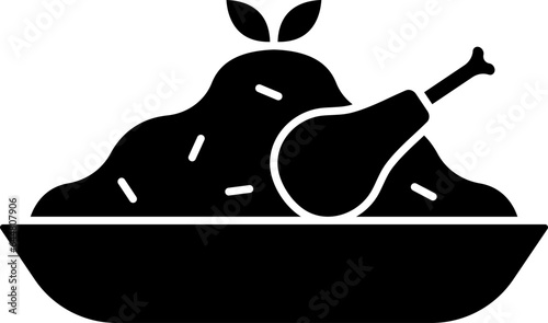 Biryani Icon In B&W Color.