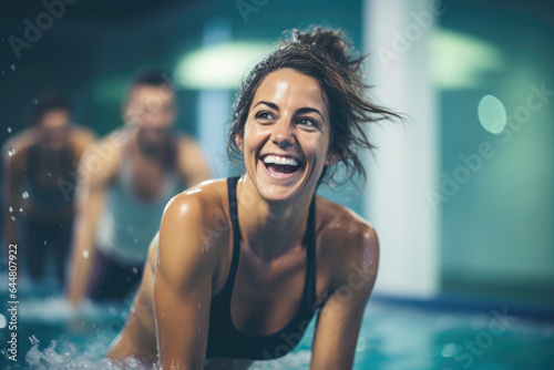 Active women enjoying aqua fit class in a pool © wai
