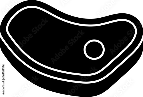 Beef Steak Icon In B&W Color.