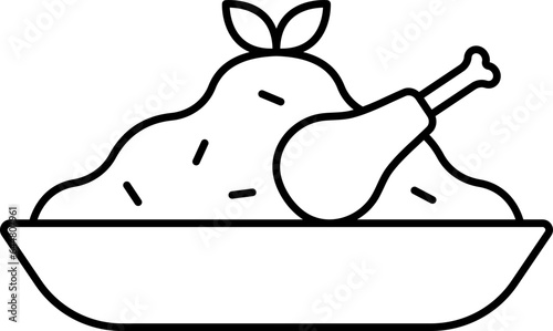 Biryani Icon In Black Line Art.