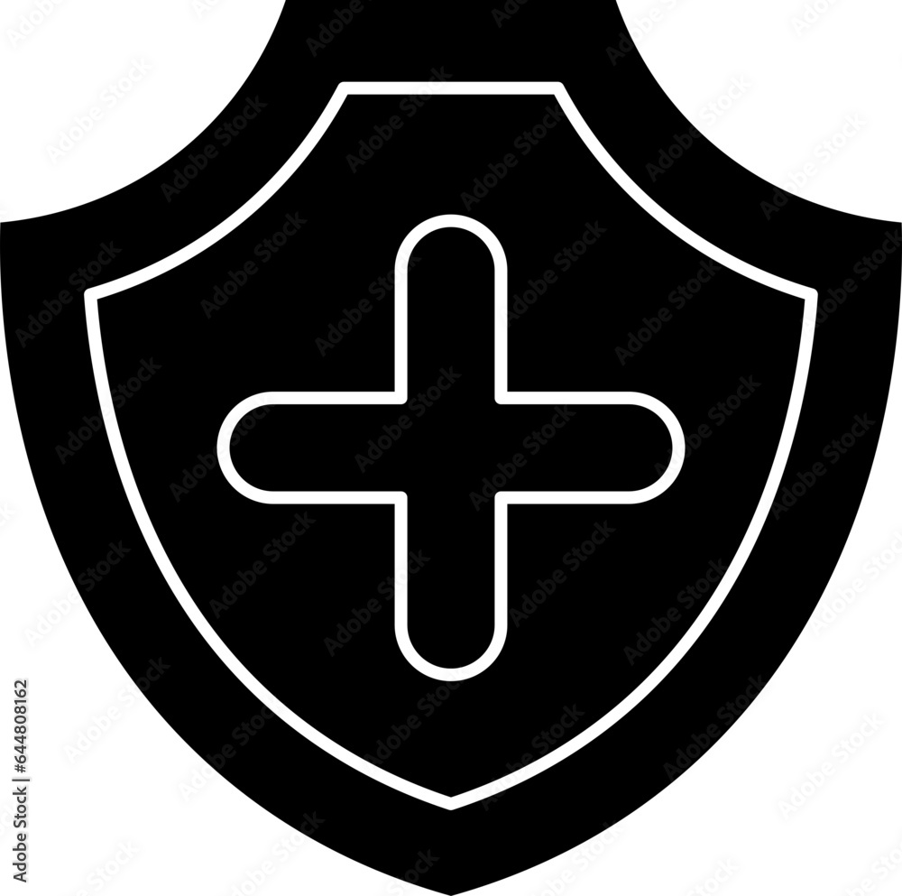 Fototapeta premium Medical Shield Icon B&W Color.