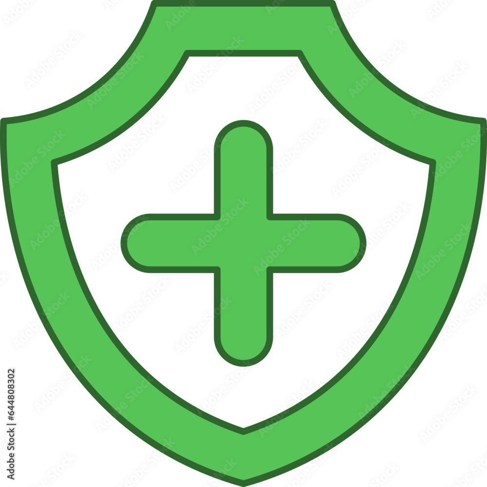 Obraz premium Medical Shield Icon In Green And White Color.