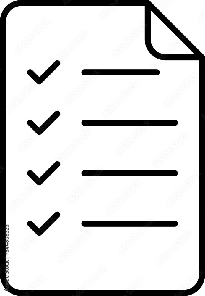 Checklist Icon In Black Line Art. Checklist Icon In Black Line Art.