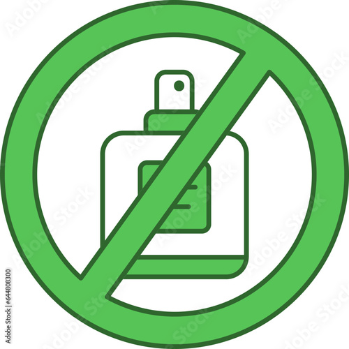 No Perfume Icon In Green And White Color.