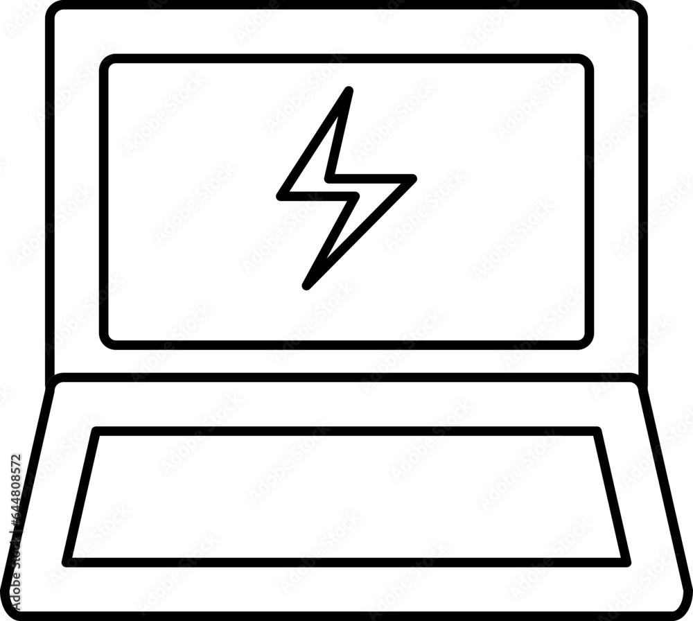 Laptop Icon In Black Line Art. Laptop Icon In Black Line Art.