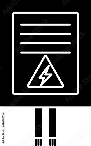 Electric OR Distribution Board Icon In B&W Color.