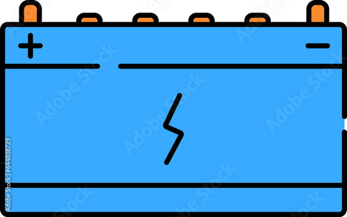 Inverter Or Car Battery Icon In Black Line Art.