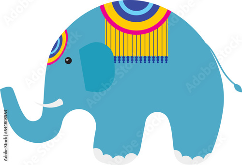 Royal Elephant Cartoon Element In Flat Style.