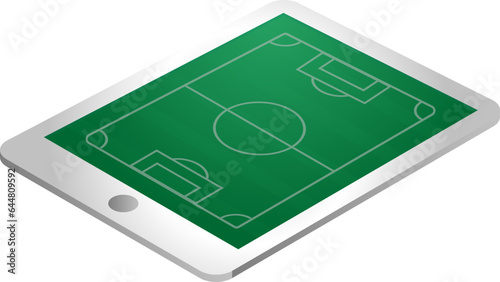 Top View Of 3D Rendering Sports Court On Smartphone Screen.