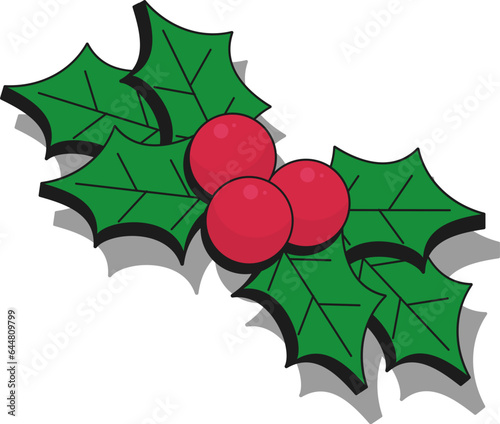 Holly Berries Element In Red And Green Color.