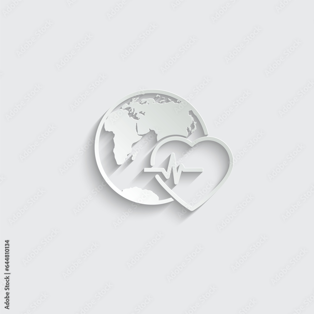 care earth icon vector globe planet sign 