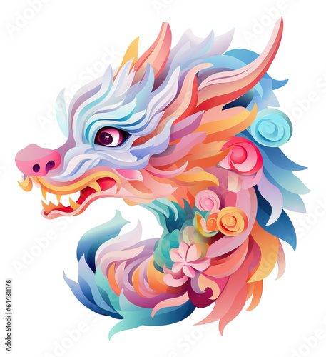 Cute Chinese dragon Illustration isolated.