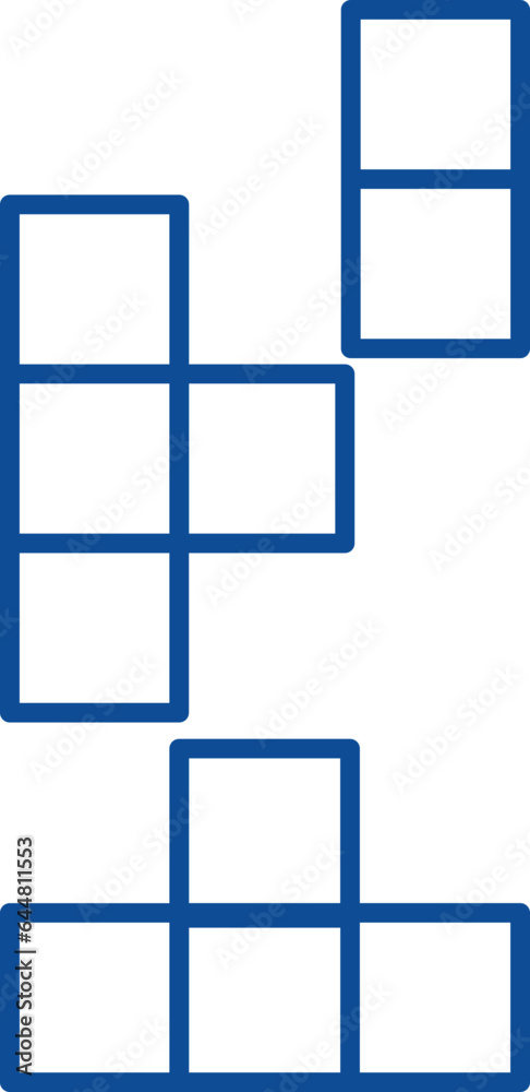 Tetris Icon In Blue Outline. Tetris Icon In Blue Outline.