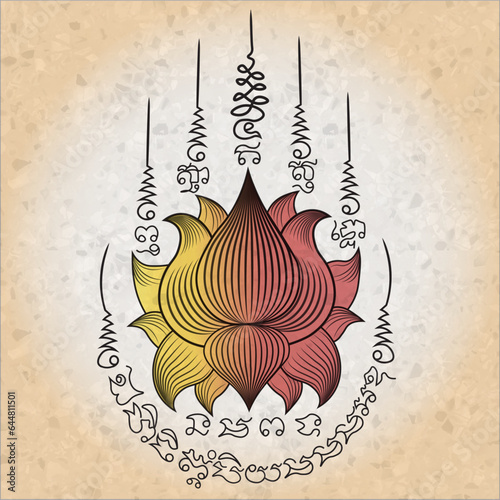 Thai talisman traditional tattoo,Sak Yan talisman traditional Thai tattoo.It's antique pattern. Have the various power and protection
