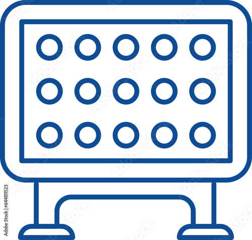 Connect Four Board Game Icon In Thin Line Art. photo