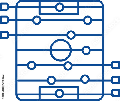 Table Football Icon In Blue Line Art.