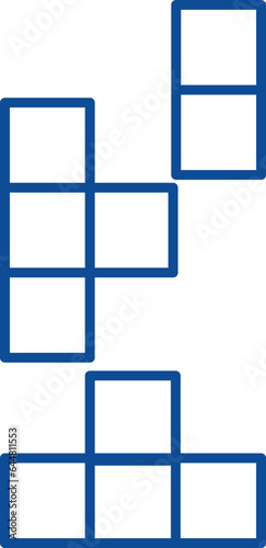 Tetris Icon In Blue Outline.