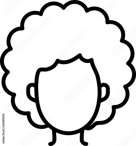 Faceless Girl Character With Afro Hairstyle Icon.