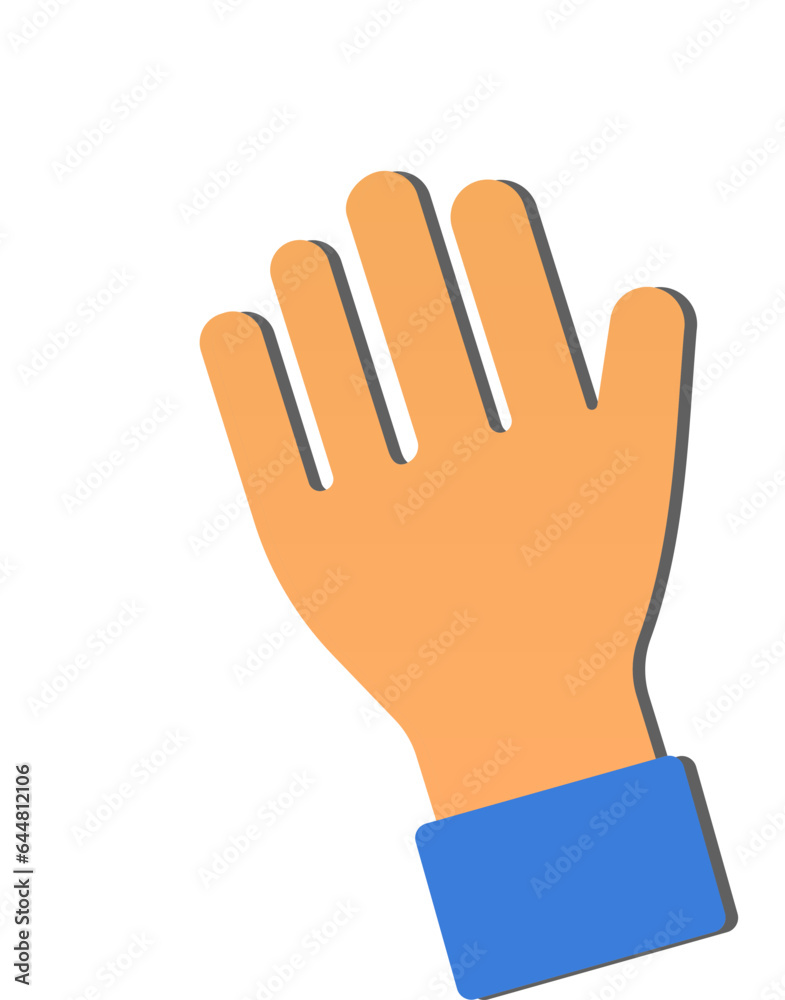 Paper Cut Style Stop Or Open Hand Orange And Blue Color.