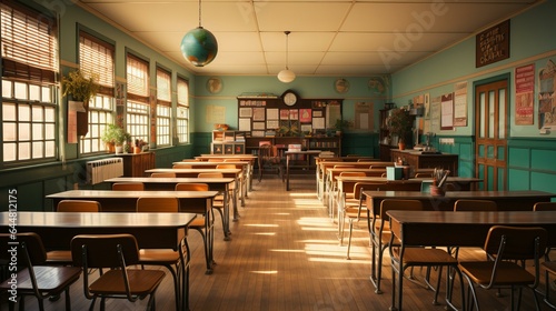 誰もいない学校の教室の背景 photo