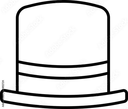 Vector Illustration of Top Hat or Cap Icon in Line Art.