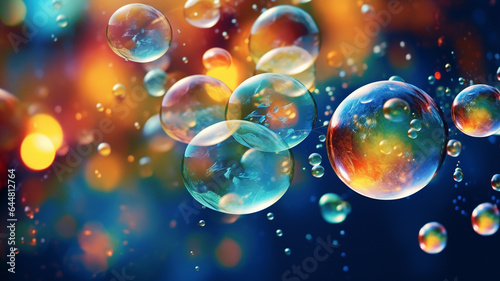 Multicolored bubbles on a white background