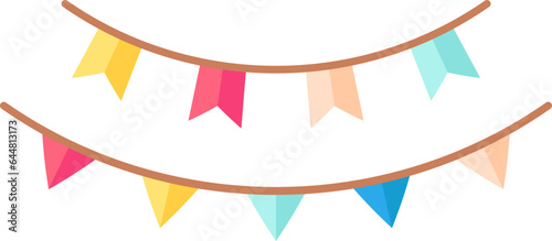 Colorful Illustration Of Bunting Garland Icon In Flat Style.