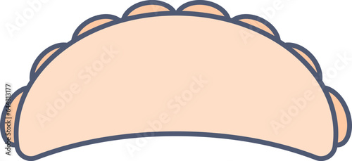 Indian Sweet (Gujia) Icon In Pastel Orange Color.