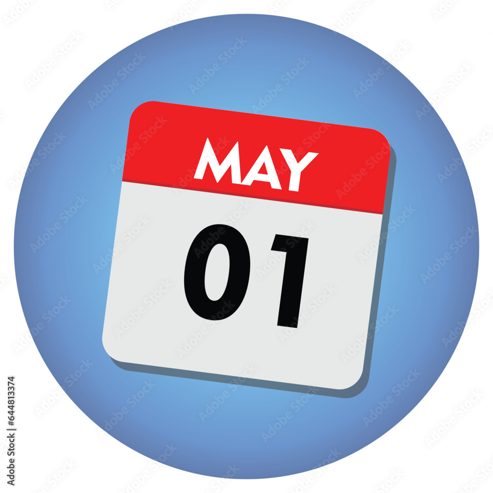 Fototapeta premium 01 may icon with white background, calender icon