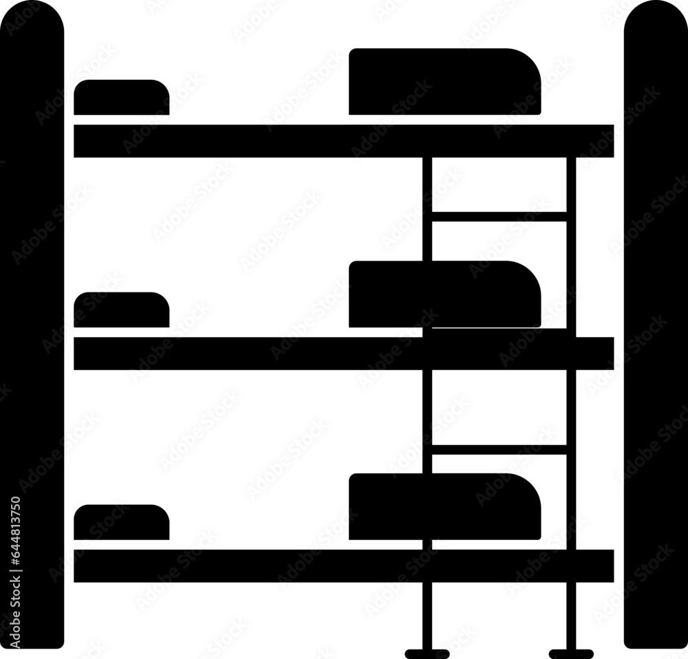 Illustration Of Bunk Bed Icon In B&W Color. Illustration Of Bunk Bed Icon In B&W Color.