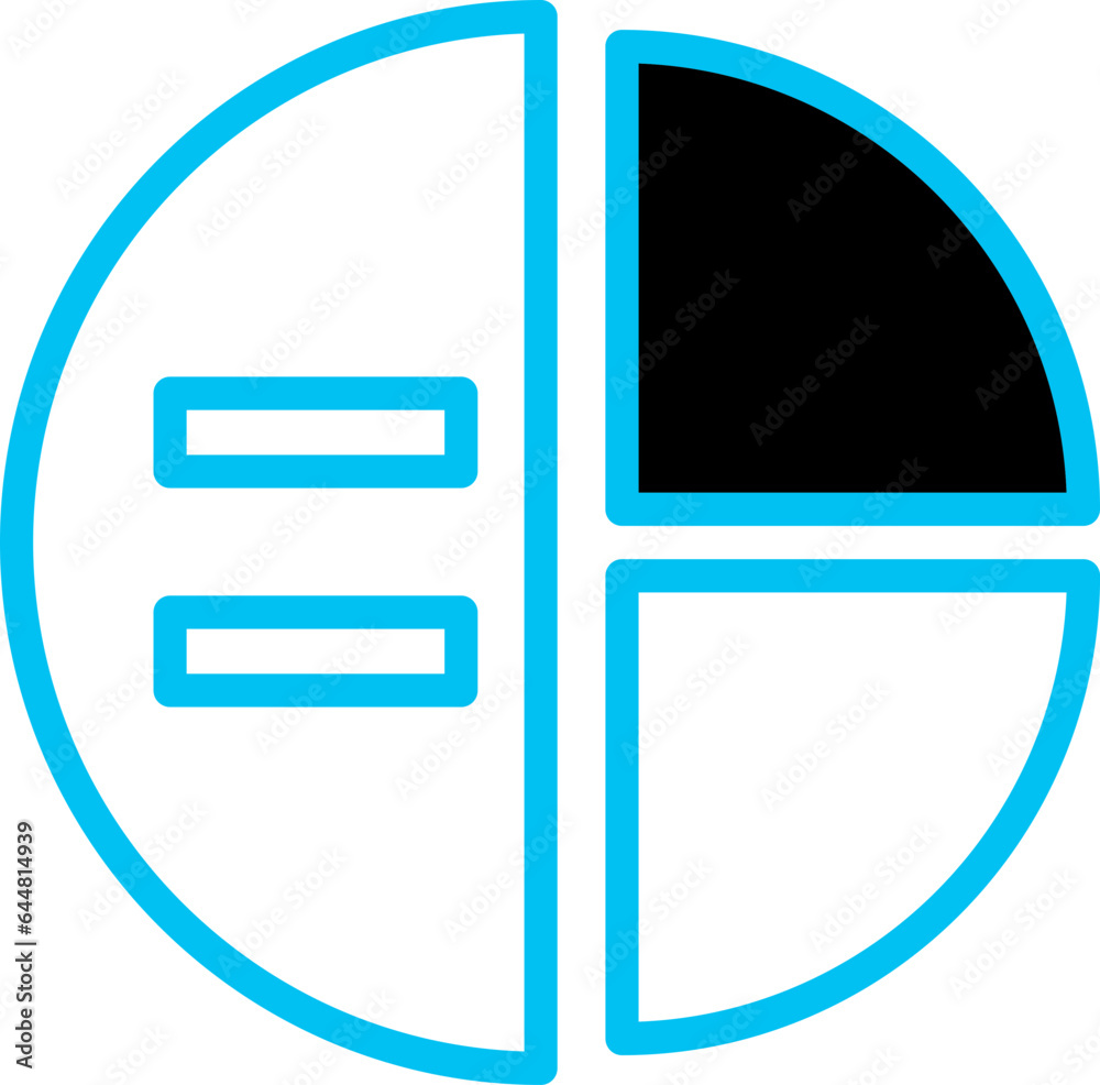 Flat Style Pie Chart Icon In Black And White Color.