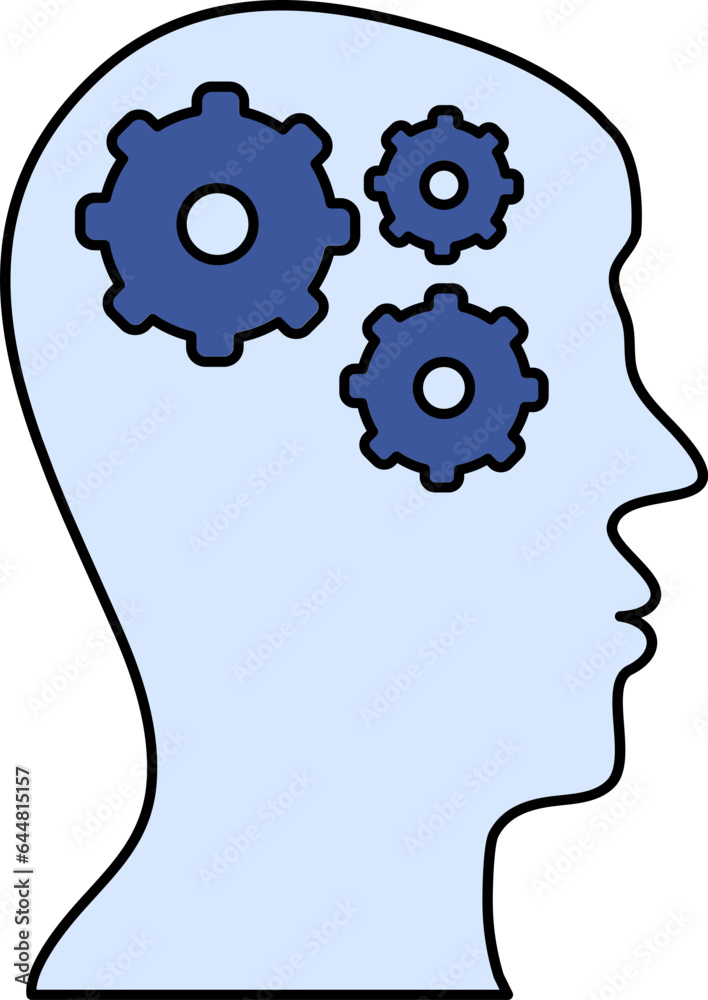 Mind Setting Flat Icon In Blue Color. Mind Setting Flat Icon In Blue Color.