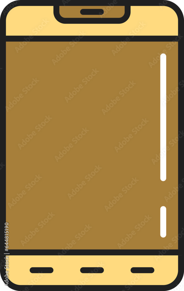 Isolated Smartphone Flat Icon In Yellow And Bronze Color. Isolated Smartphone Flat Icon In Yellow And Bronze Color.