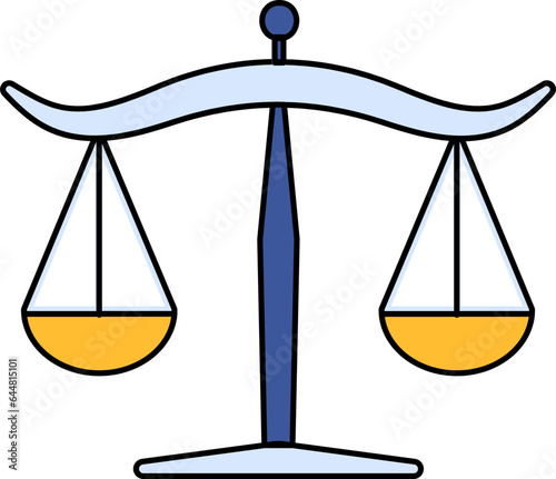 Yellow And Blue Balance Scale Icon Or Symbol.