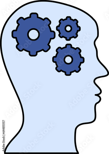Mind Setting Flat Icon In Blue Color.