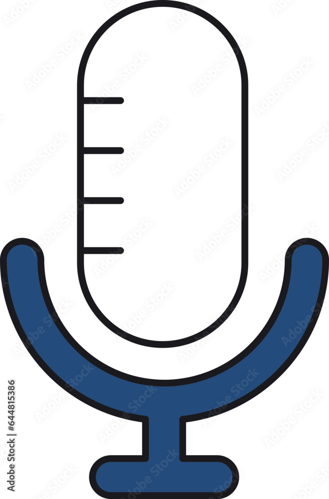 Microphone Icon In Blue And White Color. Microphone Icon In Blue And White Color.