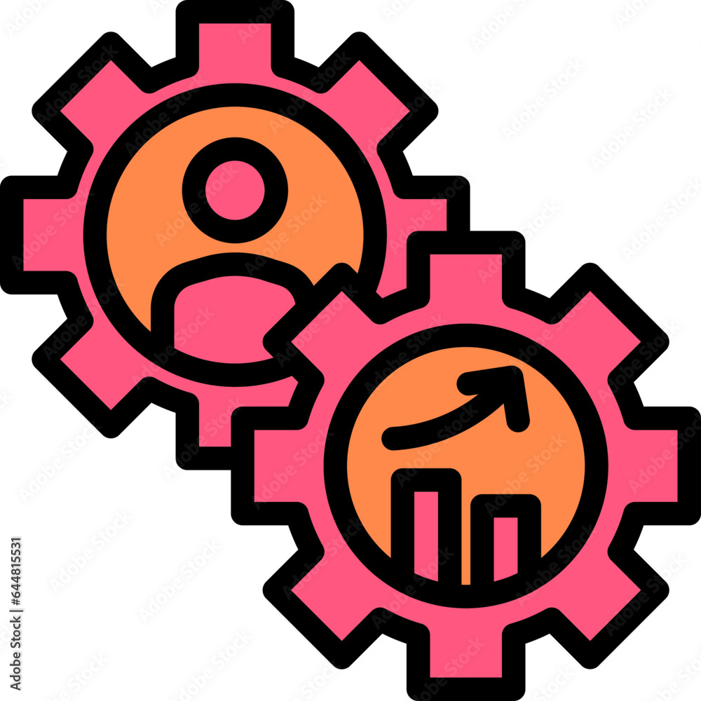 Business Setup Icon In Pink And Orange Color.