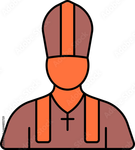 Faceless Pope Cartoon Orange And Brown Icon.