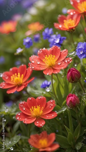 Close-Up Magic: Dewdrops on Blossoms, Generative AI © Sohel