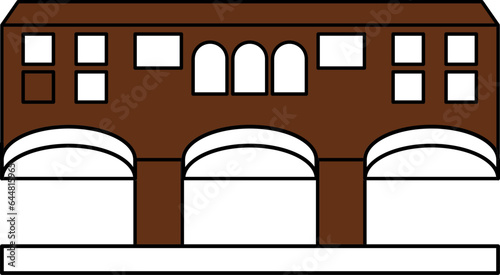 Ponte Vecchio Icon In Brown And White Color.