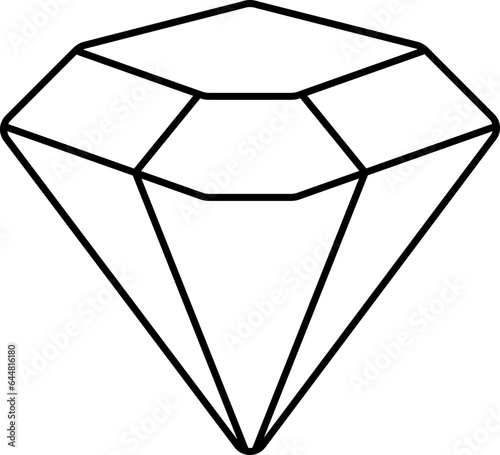 Vector Illustration of Diamond in Black Thin Line Art.