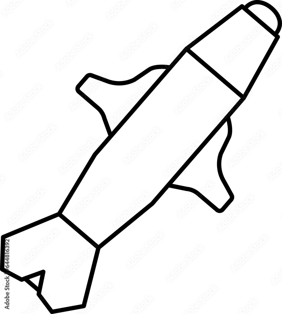 Illustration of Missile Icon in Flat Style.
