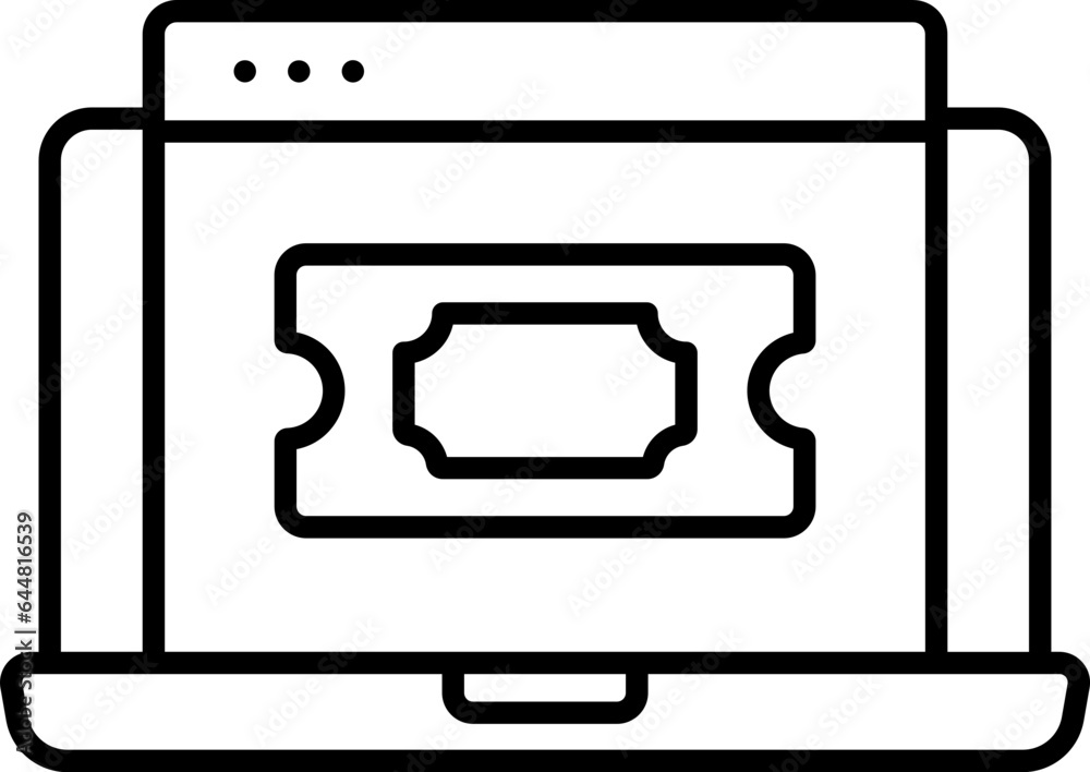 Flat Style Online Ticket Booking From Laptop Icon. Flat Style Online Ticket Booking From Laptop Icon.