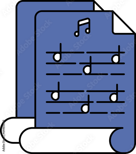 Music Script Icon In Blue And White Color.