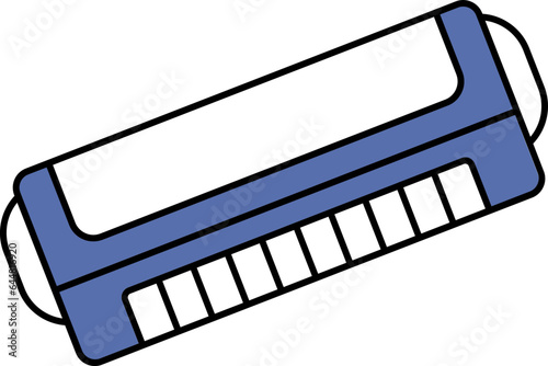 Blue And White Harmonica or Mouth Organ Icon.