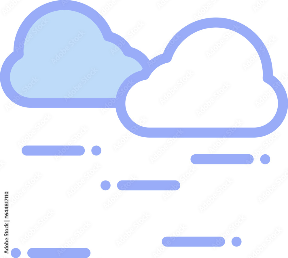 Blue Color Cloudy Weather Icon in Flat Style. Blue Color Cloudy Weather Icon in Flat Style.